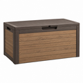 Auflagenbox 120 x 60 x 60 cm Kunststoff Braun für Außenbereich Holzoptik mit Deckel
