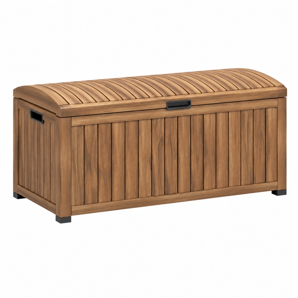 Aufbewahrungstruhe 120 x 55 x 60 cm Holz Braun für Außenbereich mit Klappdeckel