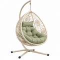 Hängesessel 105 x 105 x 195 cm Metall Geflecht Beige Grün mit Gestell Boho