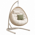 Hängesessel 105 x 105 x 195 cm Beige Geflecht mit Metallgestell für Wohnbereich