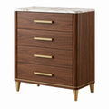 Kommode 90 x 45 x 120 cm Holzoptik Braun mit Marmoroptik Modern 4 Schubladen