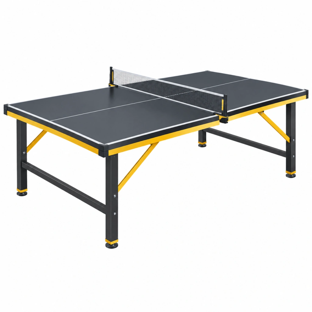 Tischtennistisch 274 x 152.5 x 76 cm aus MDF und Stahl Schwarz Gelb mit Netz