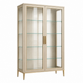 Vitrine 100 x 40 x 190 cm aus Holzwerkstoff und Glas in Beige mit 2 Türen