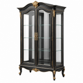Vitrine 120 x 45 x 210 cm aus Holz und Glas Schwarz Gold klassischer Stil mit Glastüren