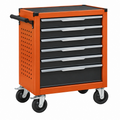 Werkzeugwagen 77 x 46 x 97 cm aus Stahl Orange Schwarz mit 6 Schubladen und Rollen