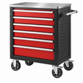 Werkstattwagen 77 x 46 x 97 cm aus Stahl in Schwarz Rot mit 7 Schubladen und Rollen